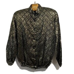 1980’s Jeanette For St Martin Vintage Gold Pewter Metallic Quilted Jacket